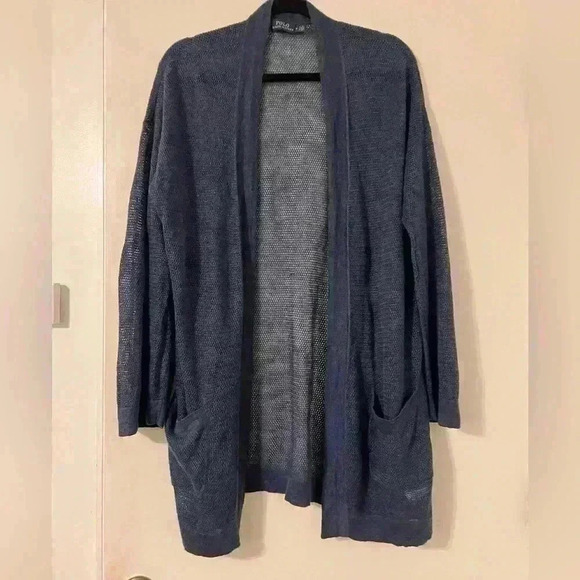 Beautiful POLO Ralph Lauren linen blend blue long cardigan size M (SKU C114) - Picture 1 of 7